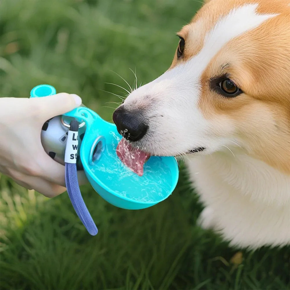 Dog Water Bottle with Removable Silicone Bowl,285ml Stainless Steel Construction, Leak-Proof for Outdoor Activities Like Walking