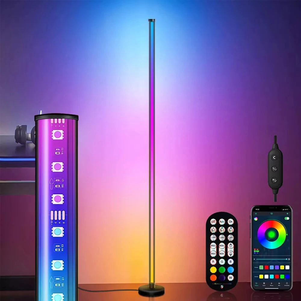 120CM RGB LED Floor Lamp, Music Sync Design with Dynamic Color Changing, Beautiful Atmosphere Light for Bedroom and Game Room