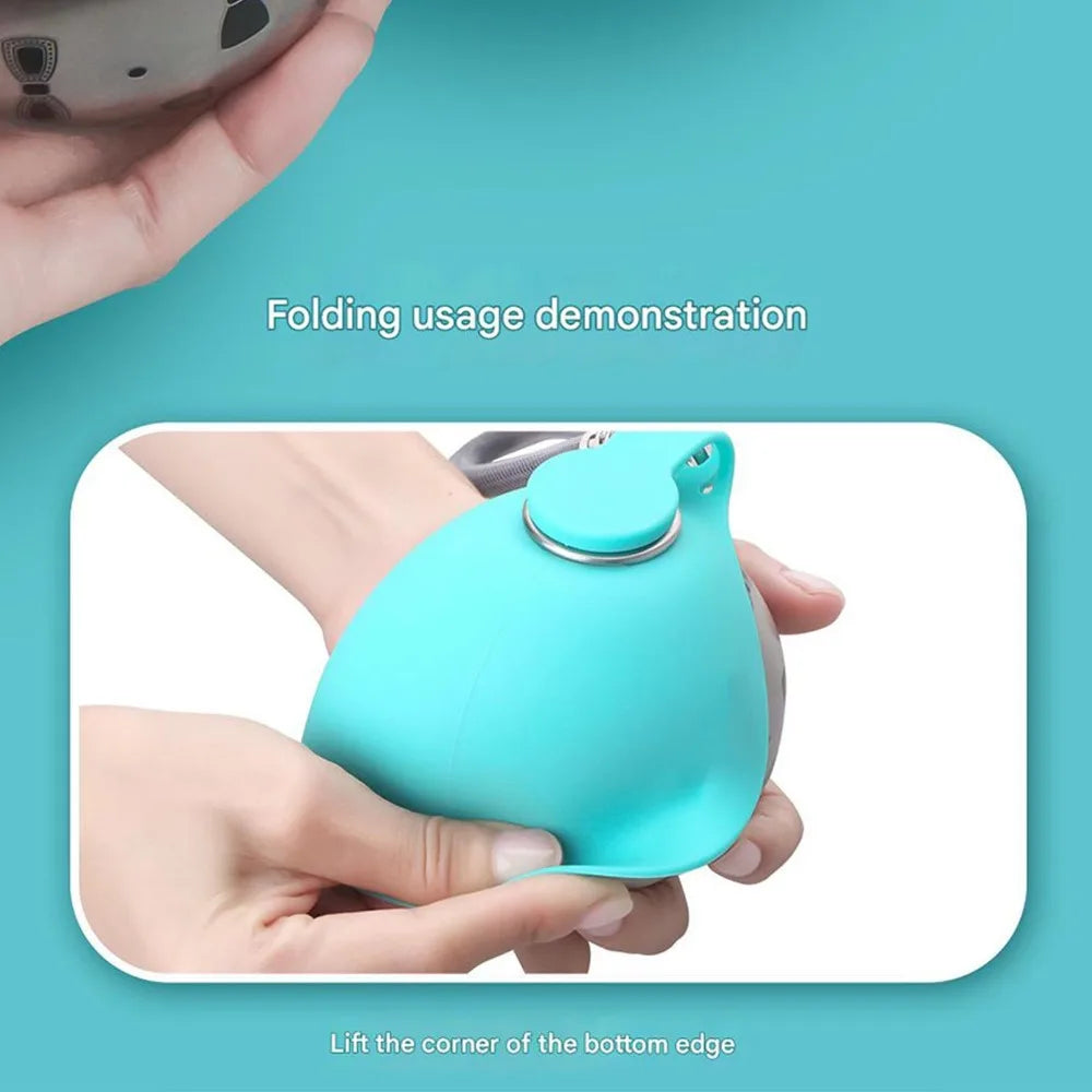 Dog Water Bottle with Removable Silicone Bowl,285ml Stainless Steel Construction, Leak-Proof for Outdoor Activities Like Walking