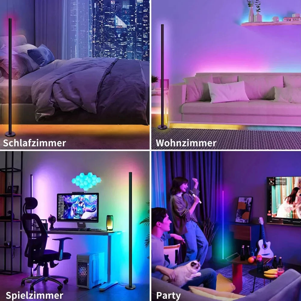 120CM RGB LED Floor Lamp, Music Sync Design with Dynamic Color Changing, Beautiful Atmosphere Light for Bedroom and Game Room
