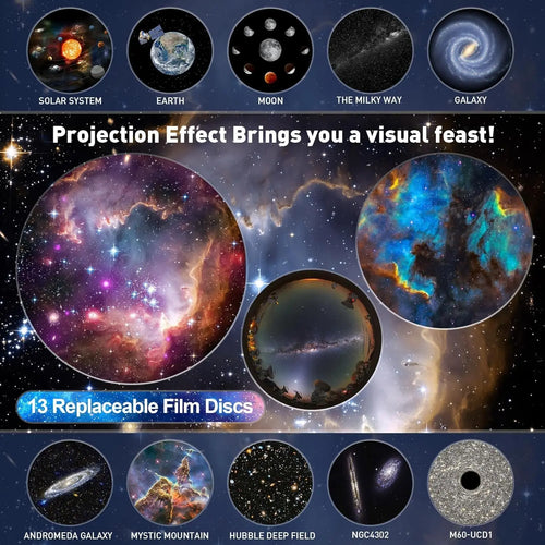 13 in 1 HD Galaxy Projector, Planetarium Star Projector Realistic Starry Sky Night Light ,Solar System Constellation Moon for Kids Bedroom Home Decor