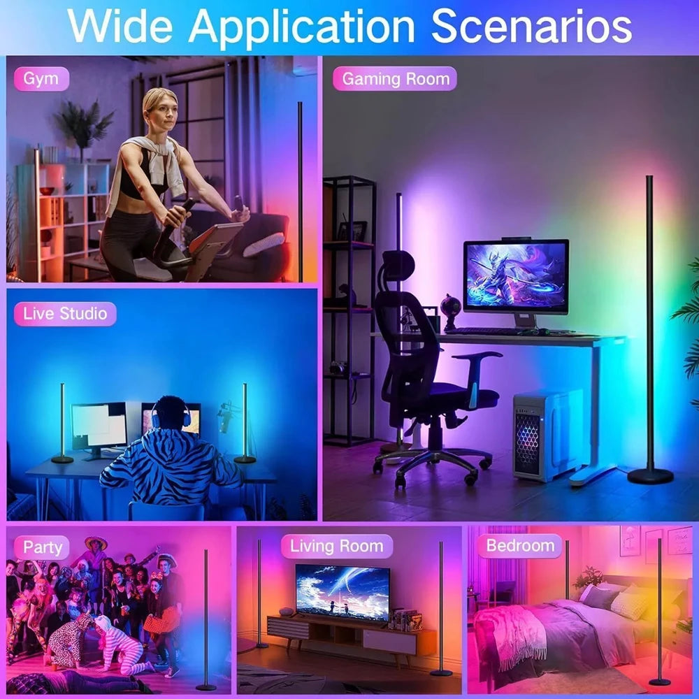 120CM RGB LED Floor Lamp, Music Sync Design with Dynamic Color Changing, Beautiful Atmosphere Light for Bedroom and Game Room