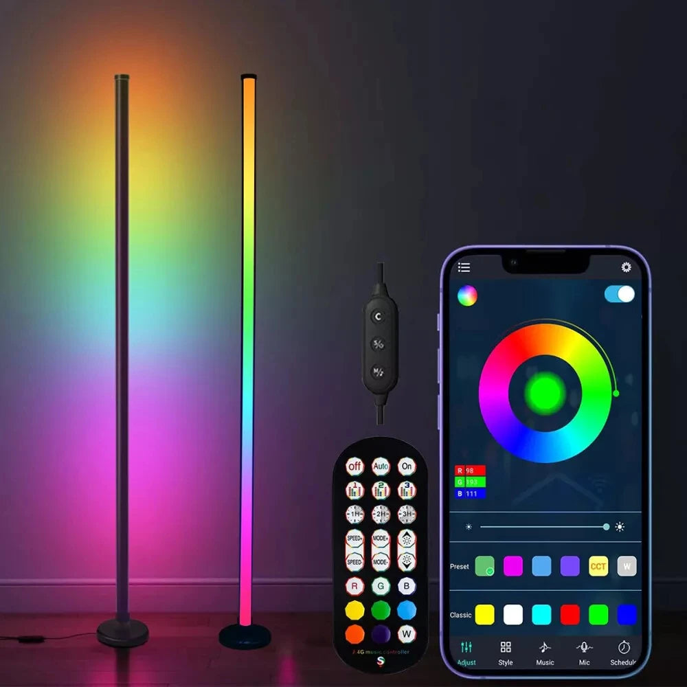 120CM RGB LED Floor Lamp, Music Sync Design with Dynamic Color Changing, Beautiful Atmosphere Light for Bedroom and Game Room